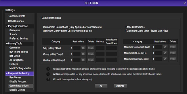 poker responsible gambling tools