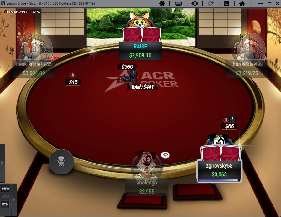 ACR cash poker game