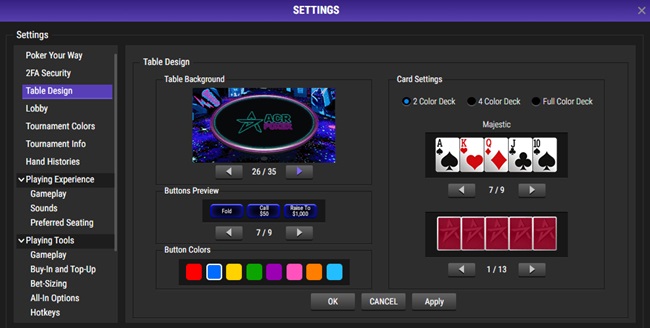 poker table options
