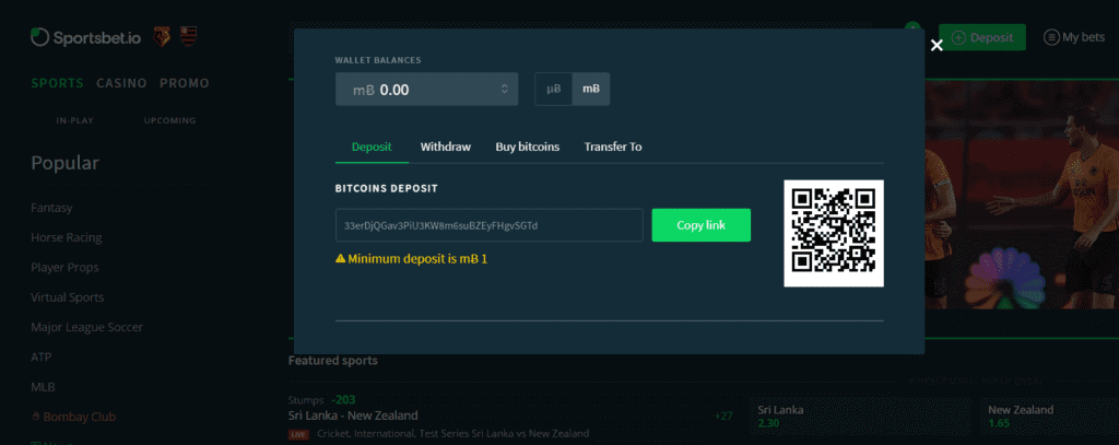 sportsbet bitcoin deposit